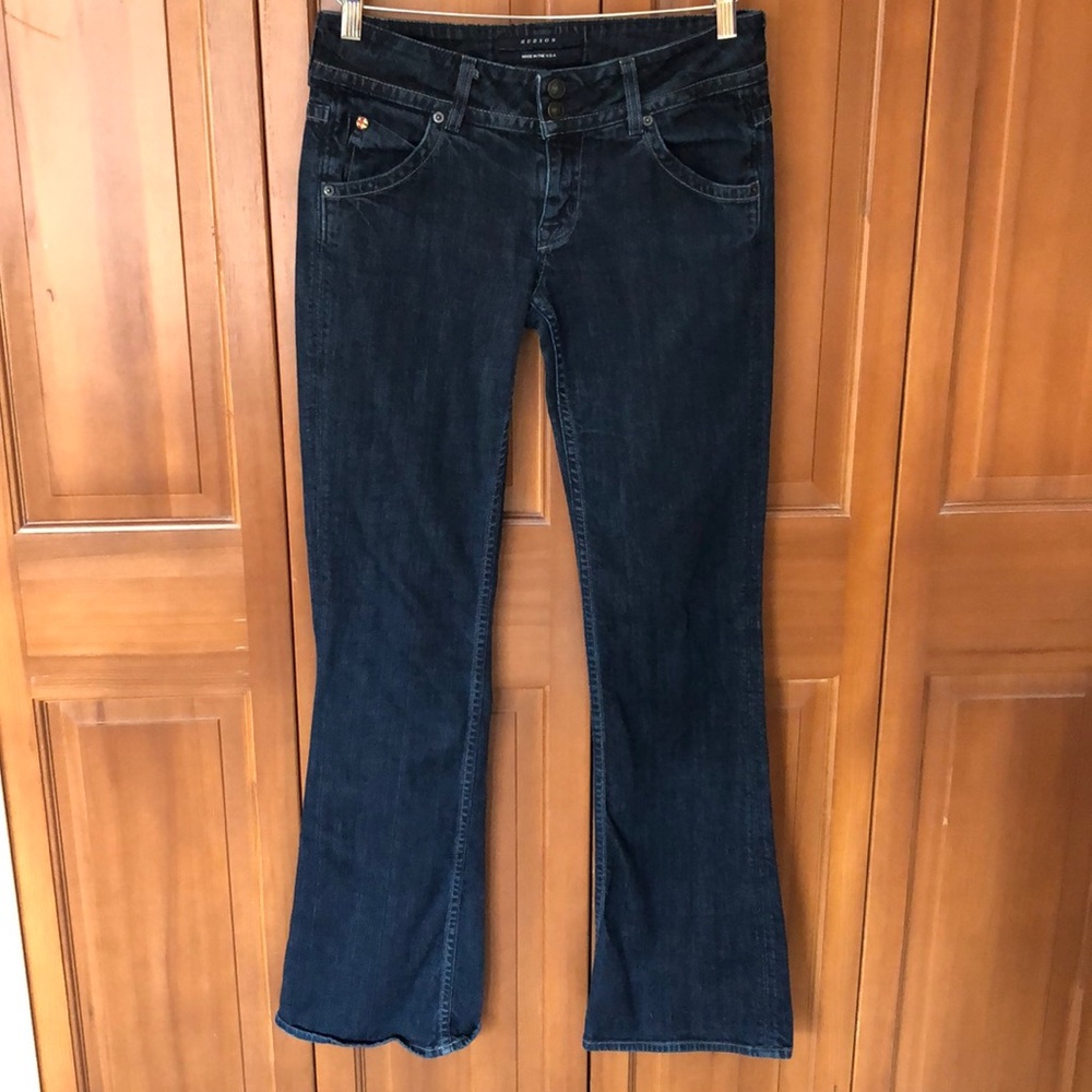 Hudson dark wash flares